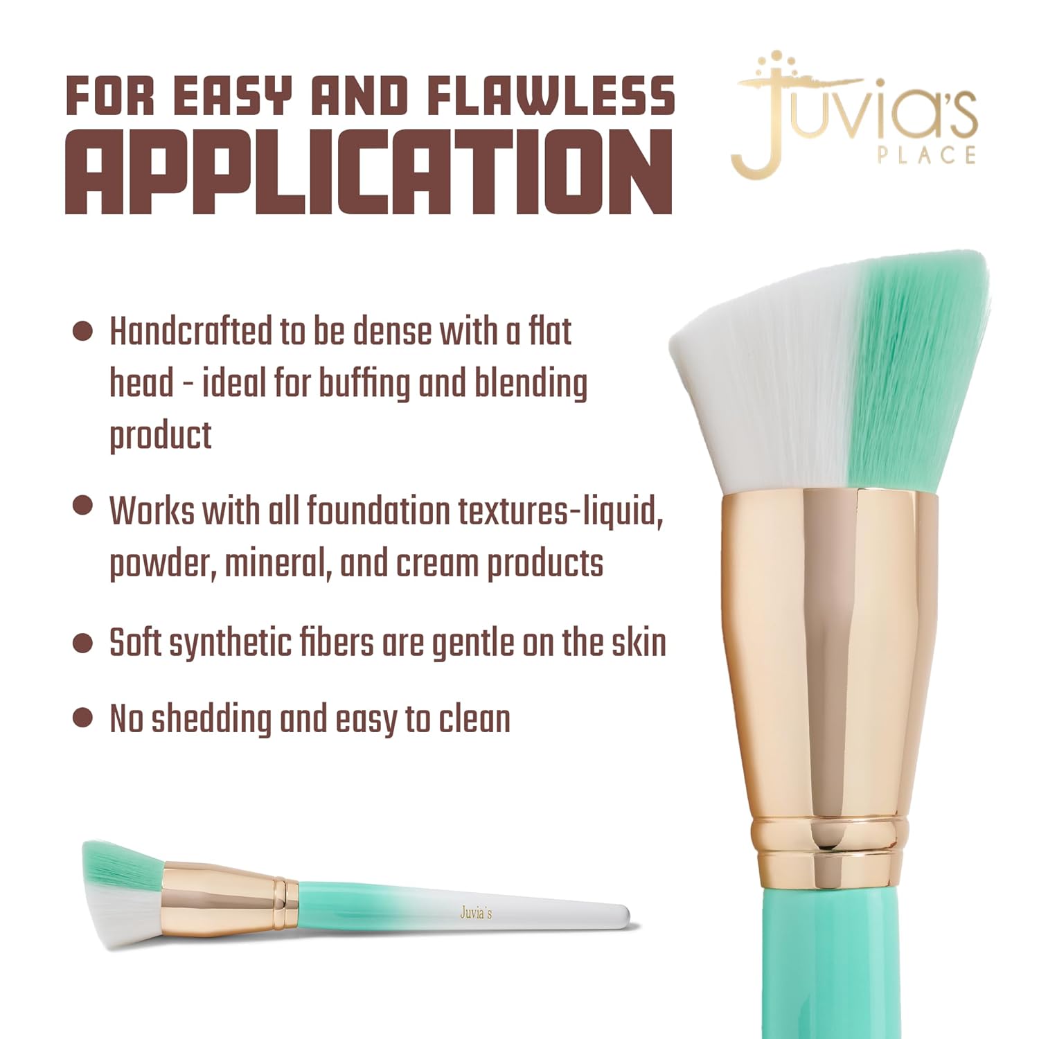 Juvia's Place I Am Magic 102 Flat Top Foundation Brush - Flawless Professional Cosmetic Makeup Blending Face Body Liquid Powder Cream Concealer Blush Base Beauty Tools Soft Dense Full Coverage Travel - Image 3