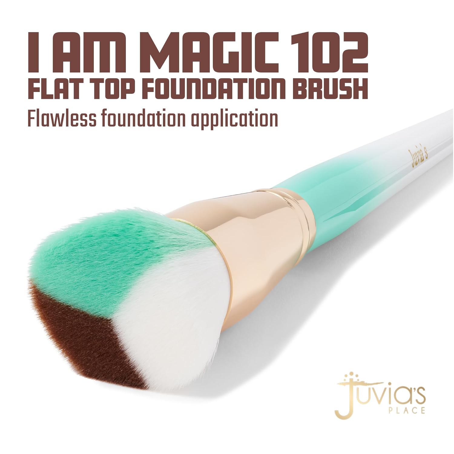 Juvia's Place I Am Magic 102 Flat Top Foundation Brush - Flawless Professional Cosmetic Makeup Blending Face Body Liquid Powder Cream Concealer Blush Base Beauty Tools Soft Dense Full Coverage Travel - Image 2
