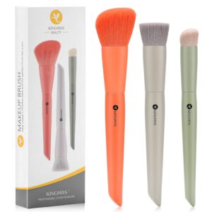 KINGMAS 3Pcs Makeup Brush Set for Foundation, Contour, and Blush Application