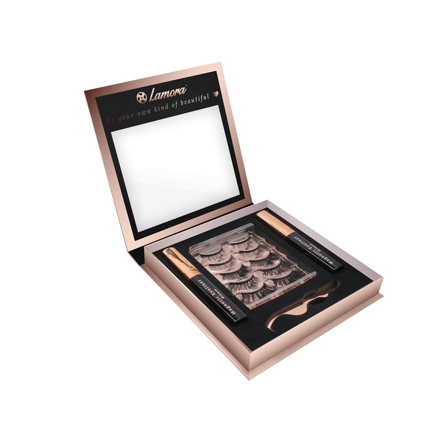 Lamora Reusable Magnetic Lashes Kit with Waterproof Eyeliner, Applicator & Storage Box - Image 6