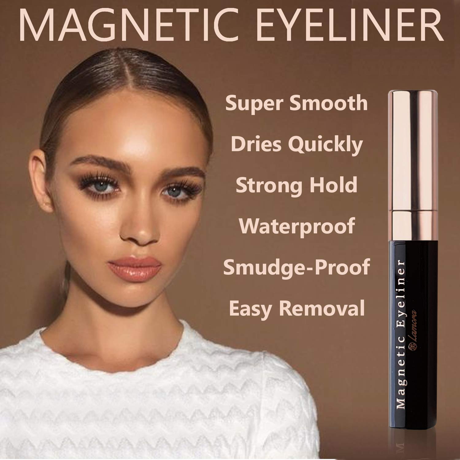 Lamora Reusable Magnetic Lashes Kit with Waterproof Eyeliner, Applicator & Storage Box - Image 3