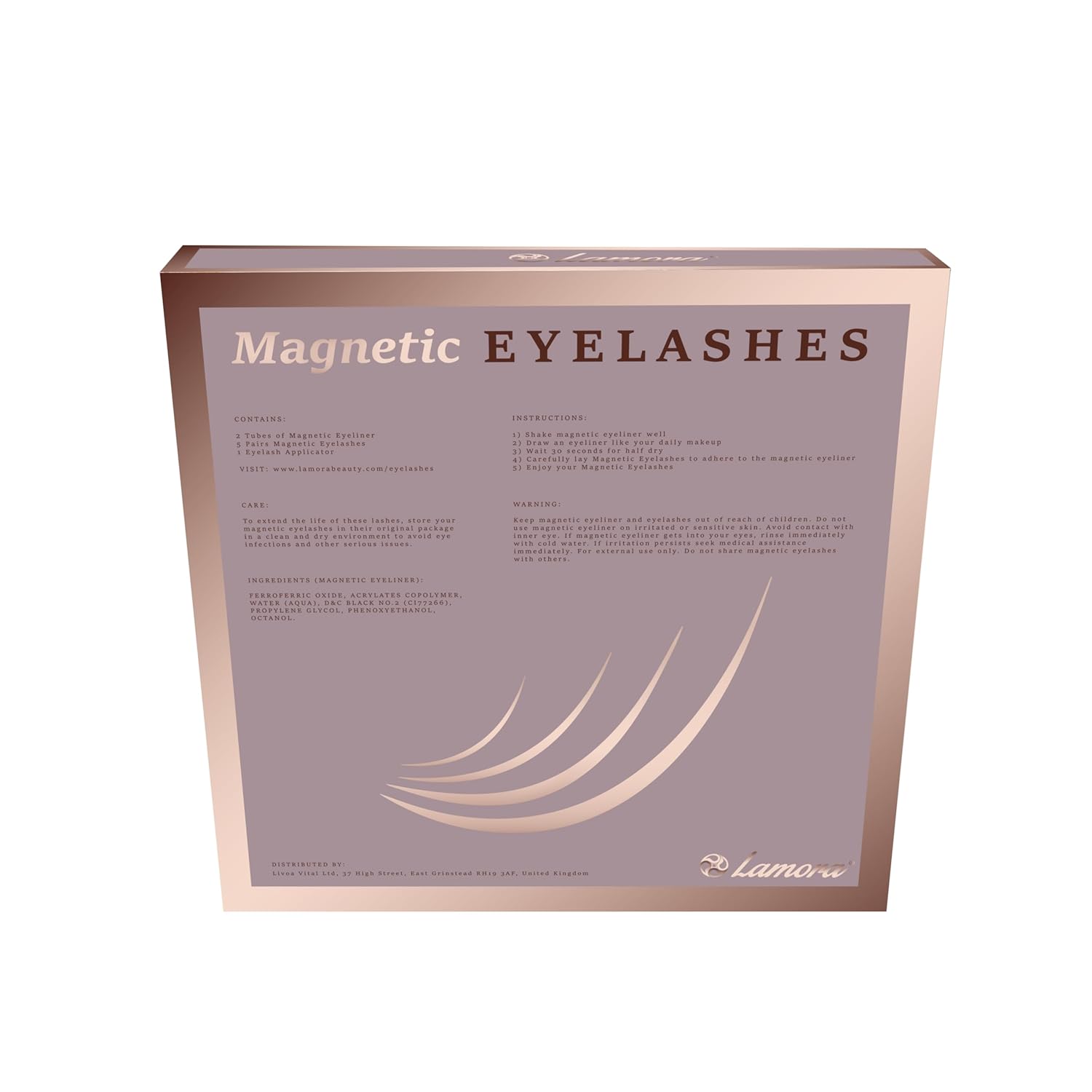 Lamora Reusable Magnetic Lashes Kit with Waterproof Eyeliner, Applicator & Storage Box - Image 9