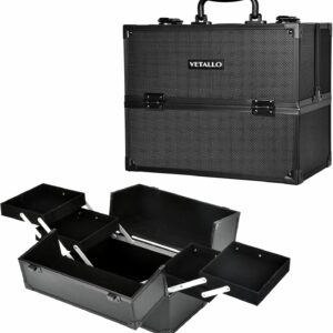 Large Portable Travel Makeup Case Organizer - Black Gift for Her