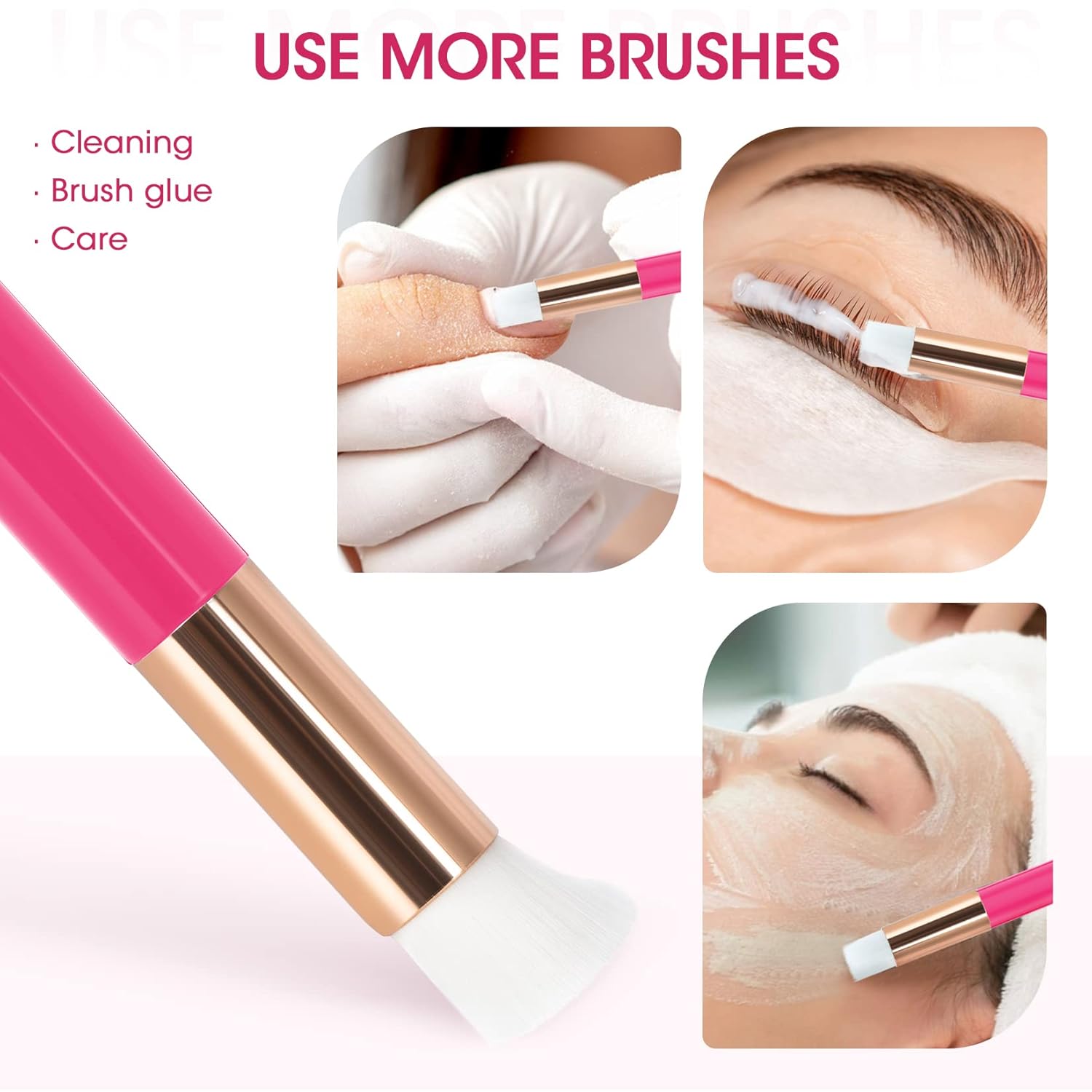 Rose Mini Portable Lash Fan Kit with 50 Cleaning Brushes and Tools - Image 6