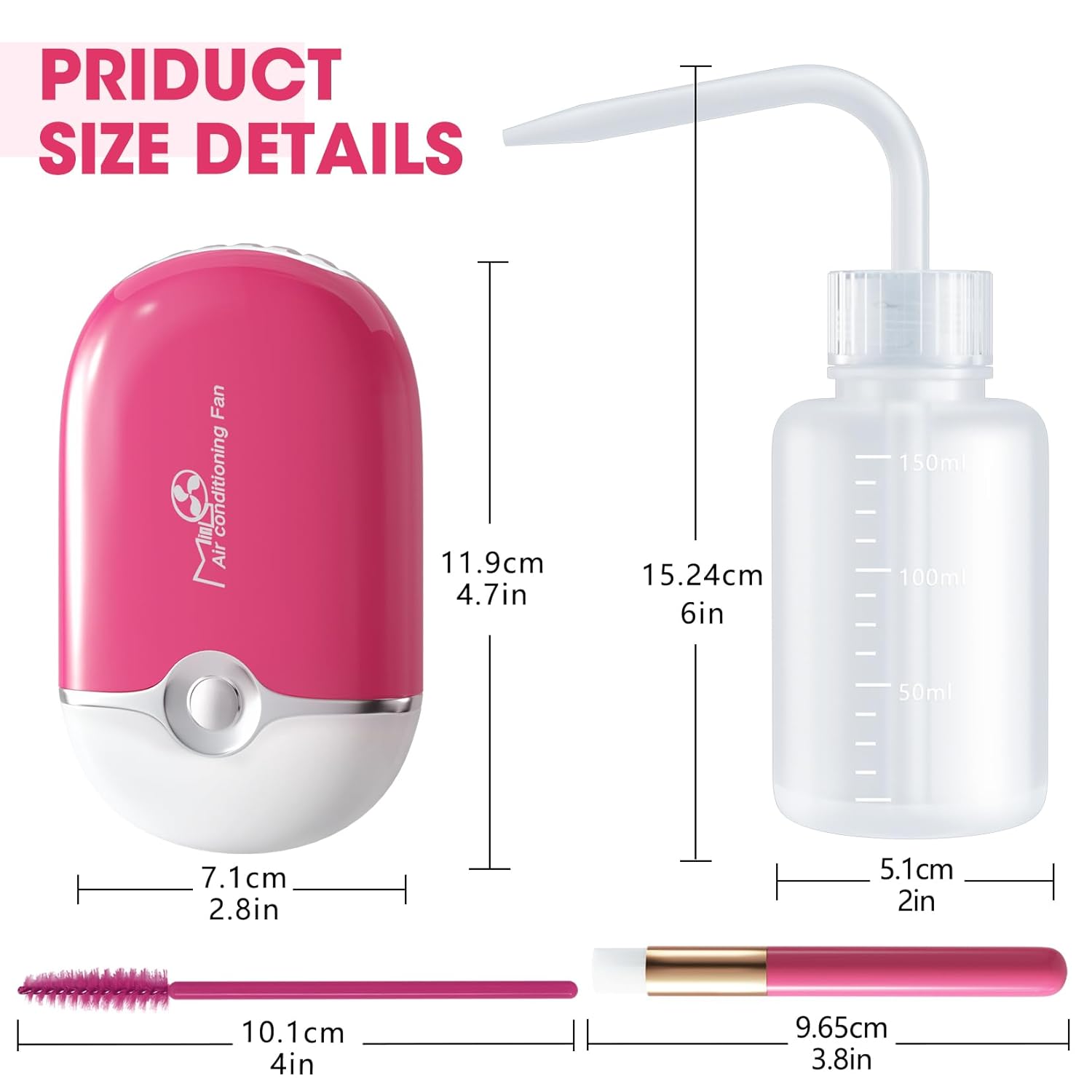 Rose Mini Portable Lash Fan Kit with 50 Cleaning Brushes and Tools - Image 2