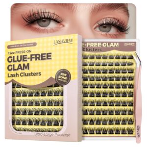 LASHVIEW Self-Adhesive Lash Clusters Kit, 10-16mm with Tweezers, 100PC