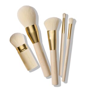 LAURA GELLER 5PC Vegan Makeup Brush Set for Foundation, Blush & Eyeshadow