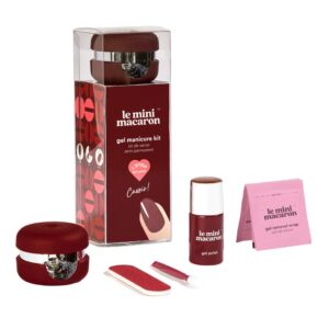 Le Mini Macaron DIY Gel Manicure Kit | Gel Nail Polish Kit w/ LED Nail Dryer Lamp, 1 Gel Polish, Cuticle Stick, Nail File, & Remover Wraps, Cassis
