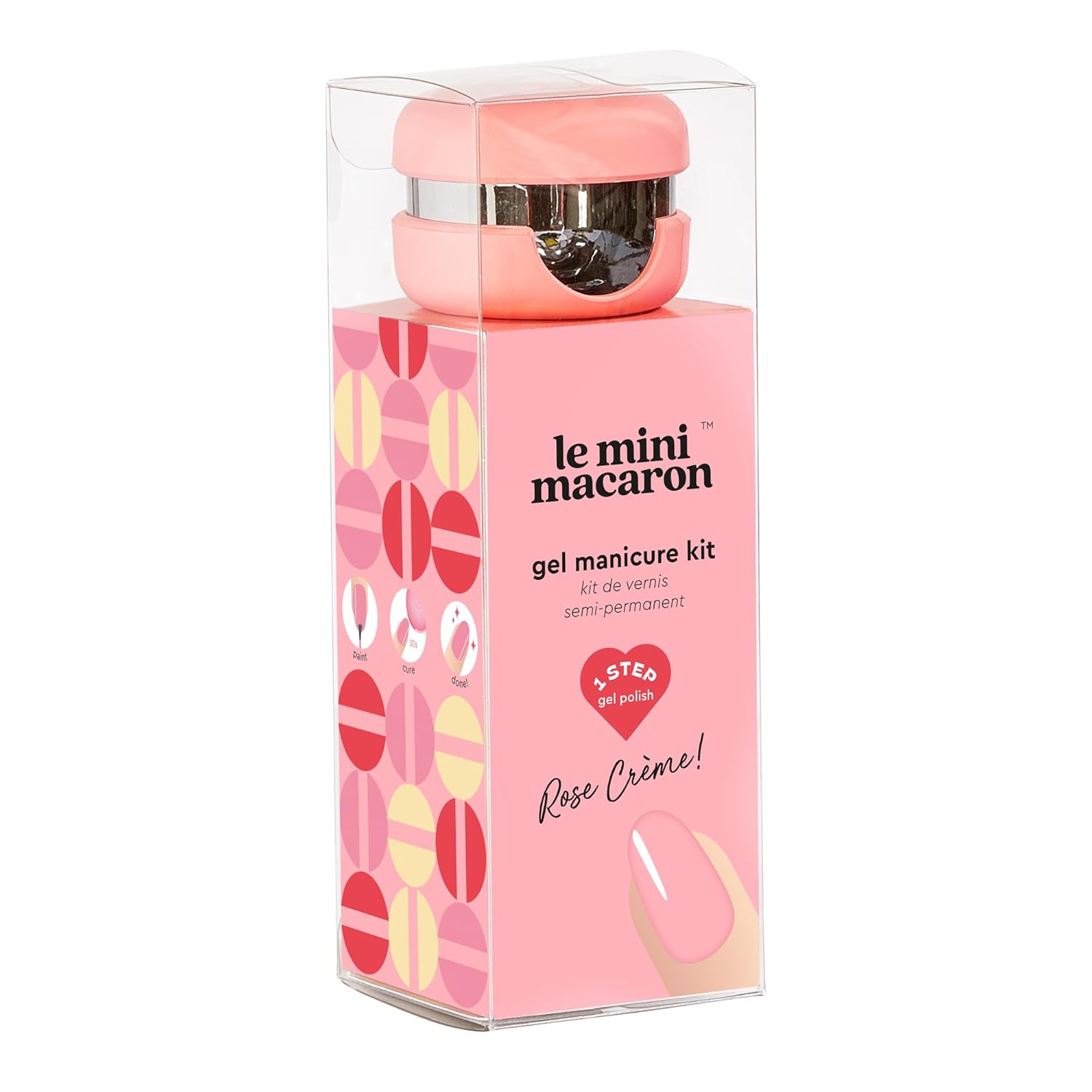 Le Mini Macaron DIY Gel Manicure Kit | Gel Nail Polish Kit w/ LED Nail Dryer Lamp, 1 Gel Polish, Cuticle Stick, Nail File, & Remover Wraps, Rose Crème - Image 3
