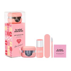 Le Mini Macaron DIY Gel Manicure Kit | Gel Nail Polish Kit w/ LED Nail Dryer Lamp, 1 Gel Polish, Cuticle Stick, Nail File, & Remover Wraps, Rose Crème