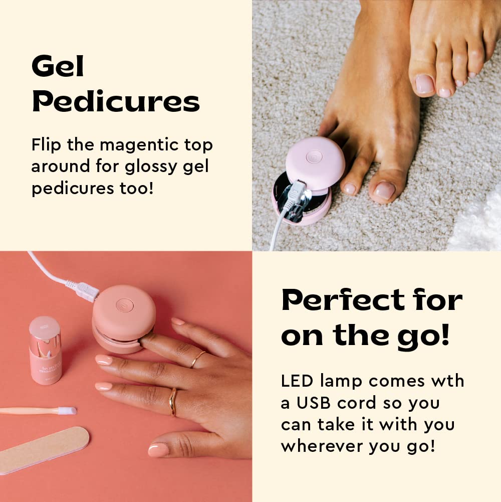 Le Mini Macaron DIY Gel Manicure Kit | Gel Nail Polish Kit w/ LED Nail Dryer Lamp, 1 Gel Polish, Cuticle Stick, Nail File, & Remover Wraps, Rose Crème - Image 8