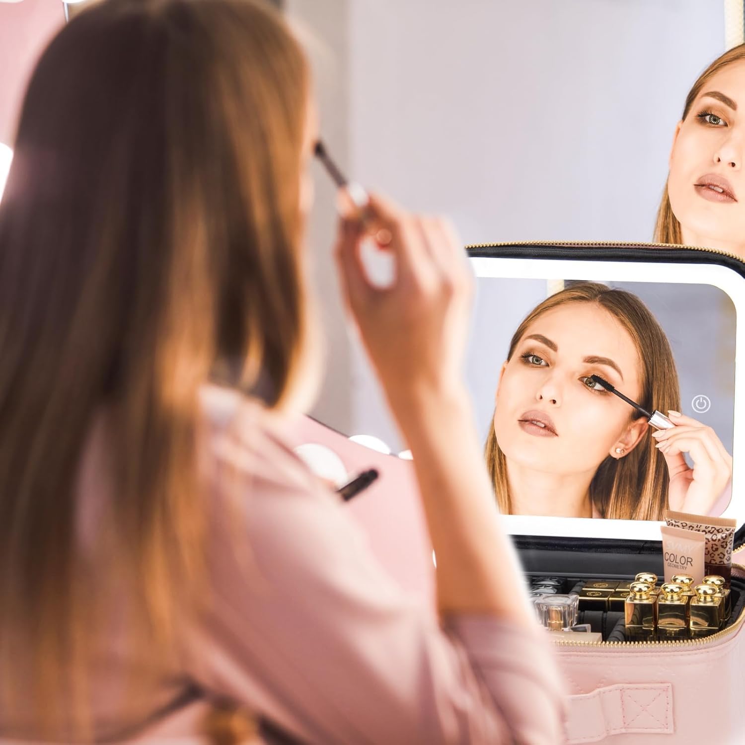 LED Makeup Travel Case with Mirror, Waterproof, Adjustable Brightness & Dividers - Image 6