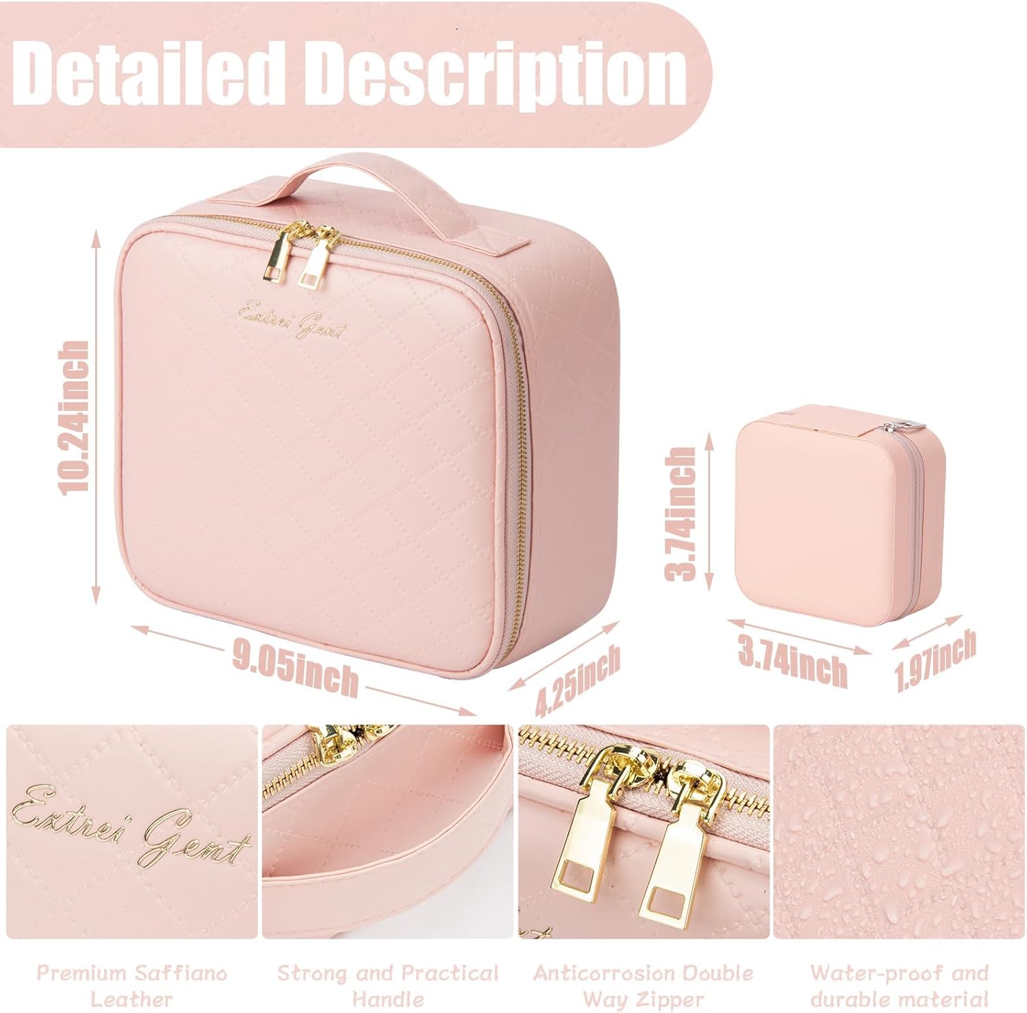 LED Makeup Travel Case with Mirror, Waterproof, Adjustable Brightness & Dividers - Image 2