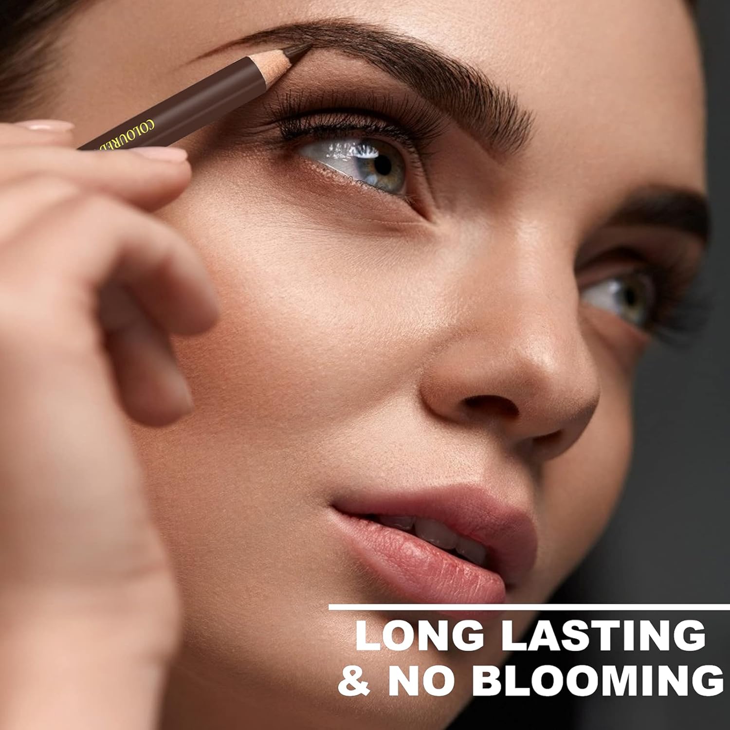 Light Brown Waterproof Eyebrow Pencil Set with Stencil and Tools - 5 Pcs - Image 5