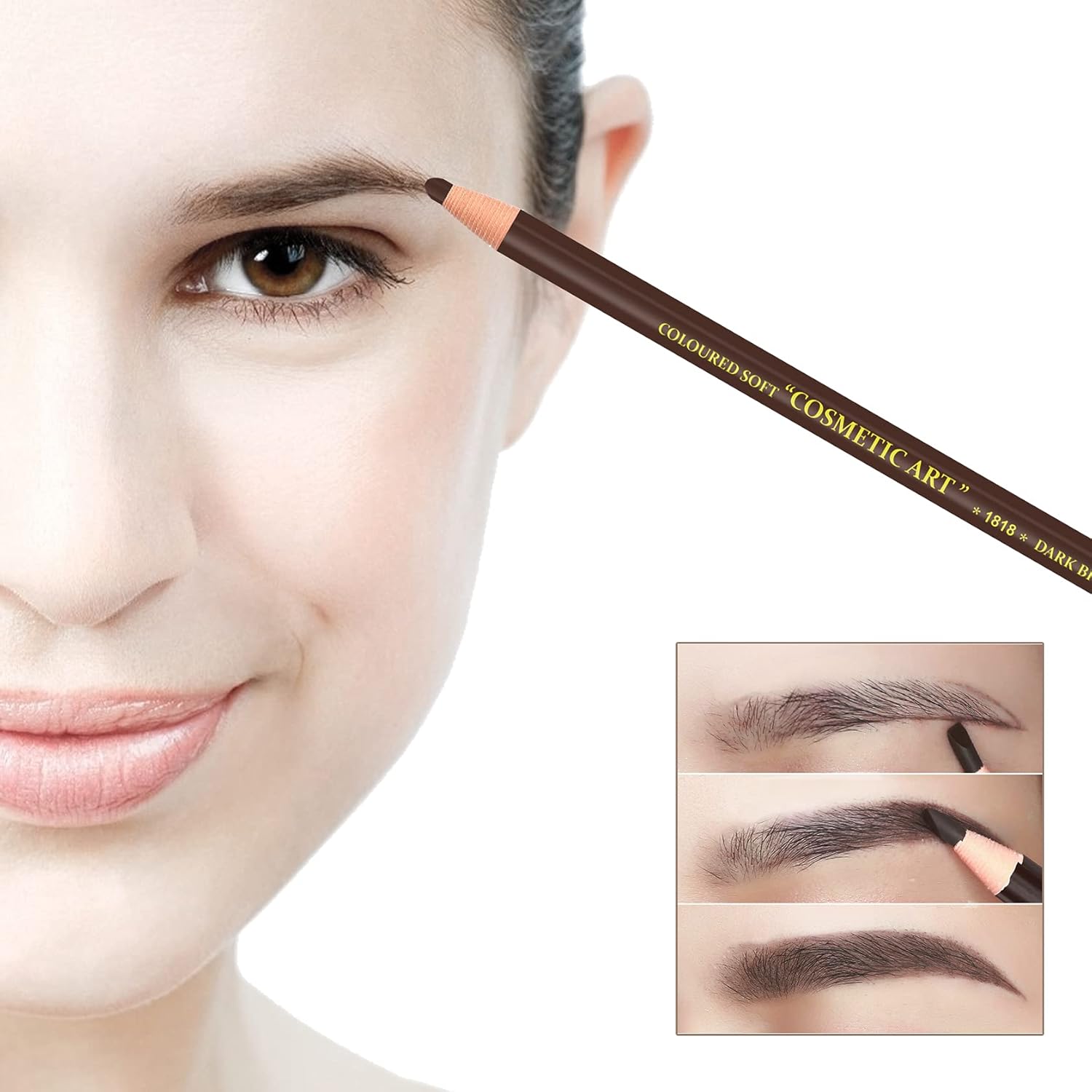 Light Brown Waterproof Eyebrow Pencil Set with Stencil and Tools - 5 Pcs - Image 3