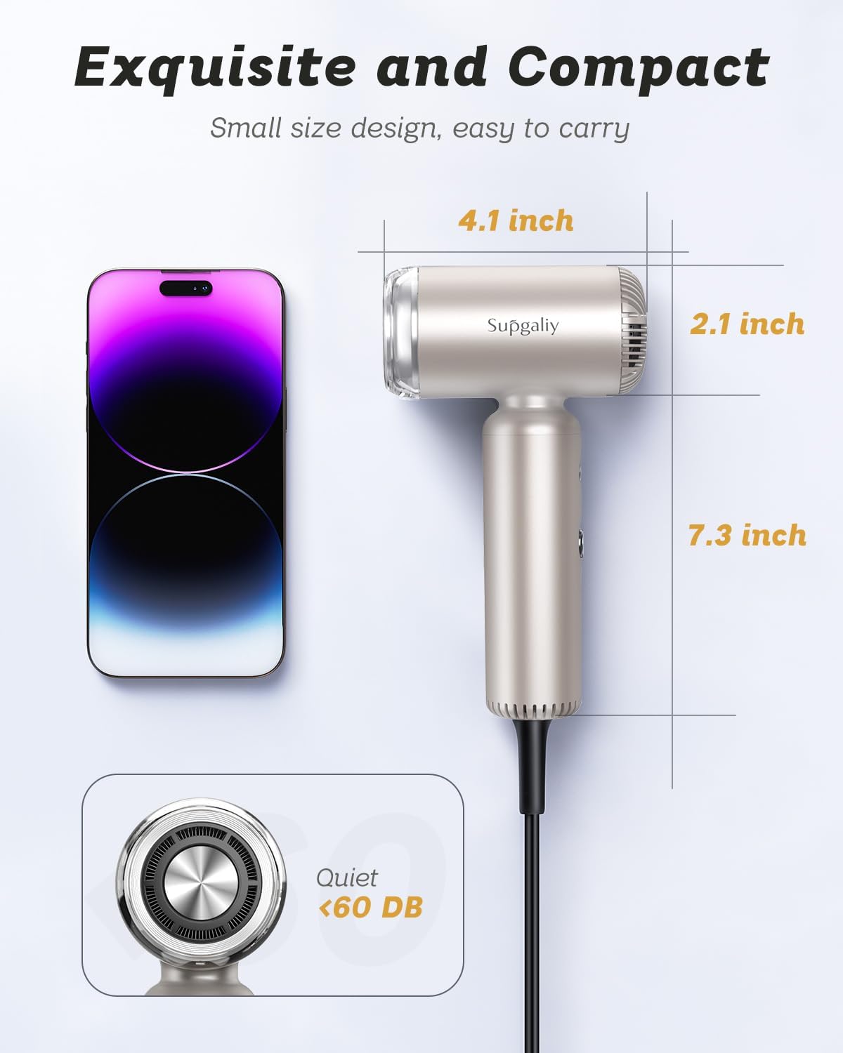 Lightweight Travel Hair Dryer with Brushless Motor, Ionic, Diffuser & Wall Mount - Image 3