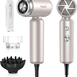 Lightweight Travel Hair Dryer with Brushless Motor, Ionic, Diffuser & Wall Mount