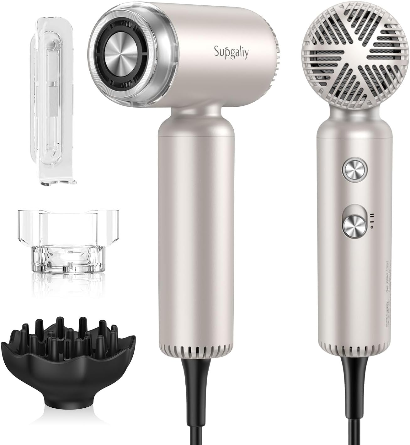 Lightweight Travel Hair Dryer with Brushless Motor, Ionic, Diffuser & Wall Mount
