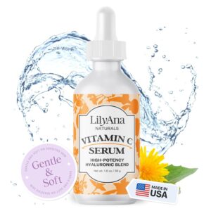 LilyAna Naturals Vitamin C Serum with Hyaluronic Acid & Vitamin E, 1oz
