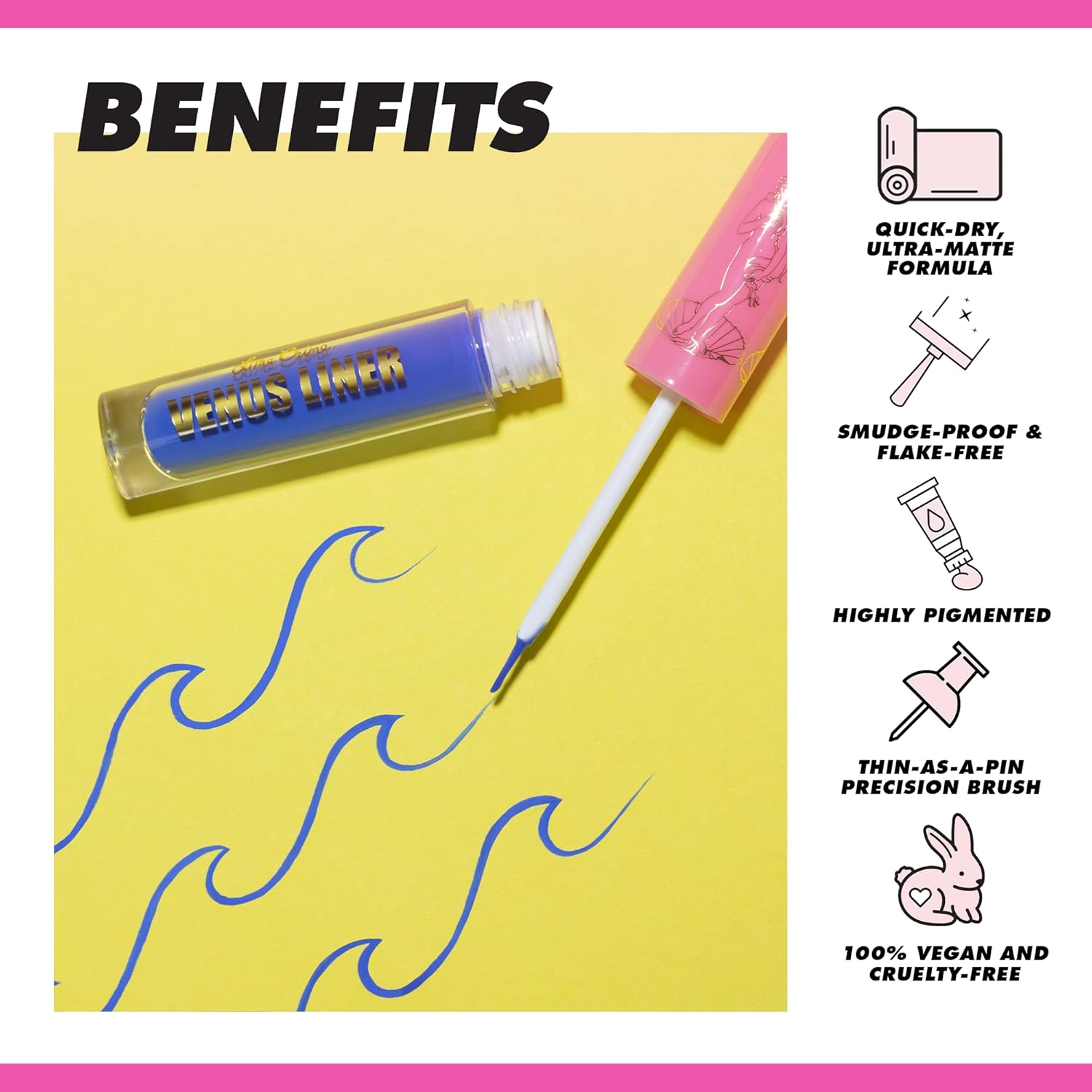 Lime Crime Venus Cobalt Blue Liquid Eyeliner - Matte, Long-Lasting, Vegan & Cruelty-Free - Image 3