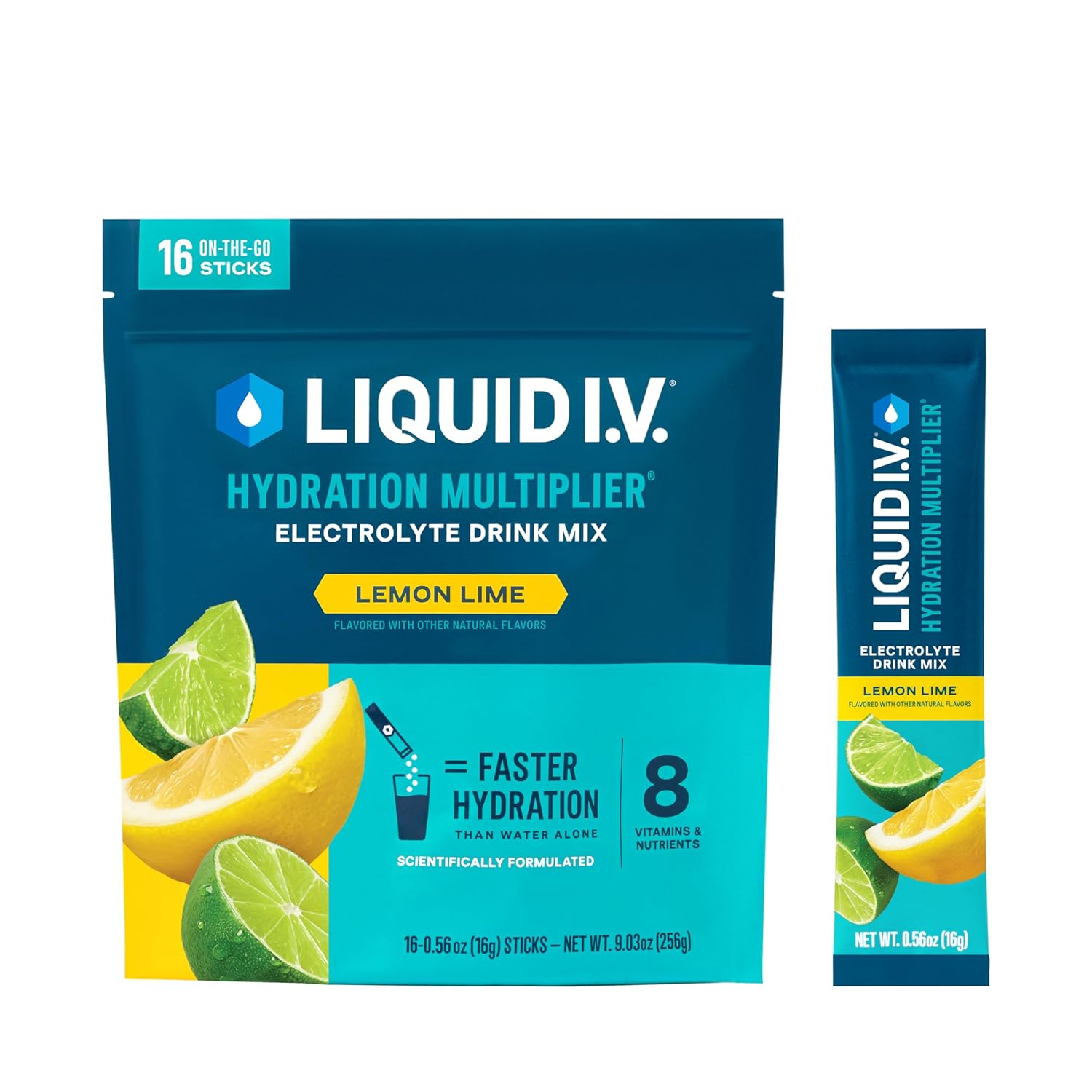 Liquid I.V.® Lemon Lime Hydration Multiplier - 16 Stick Pack, Non-GMO