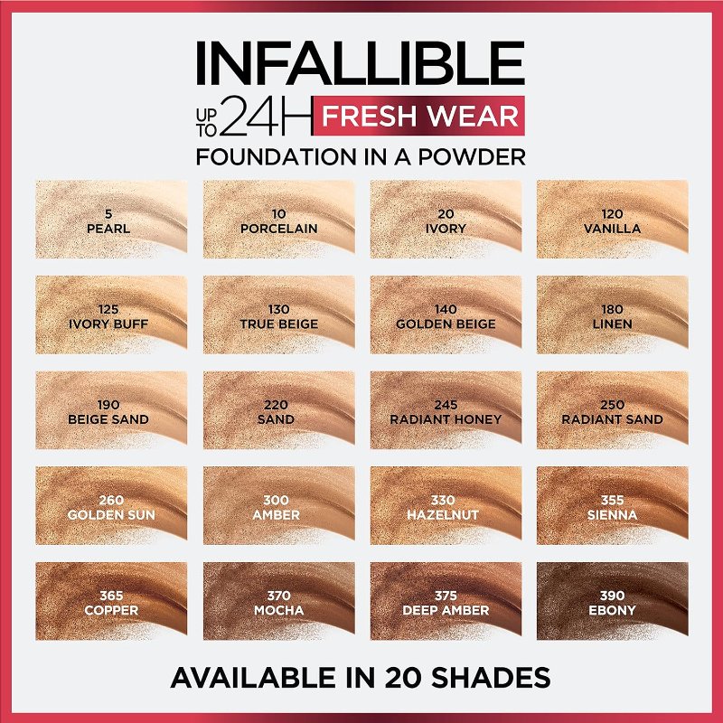 L'Oreal Paris Makeup Infallible Fresh Wear Foundation in a Powder, Up to 24H Wear, Waterproof, Ivory Buff, 0.31 oz. - Image 8