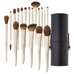LORYP 18-Piece Makeup Brush Set with Travel Holder Case, For Face and Eyes