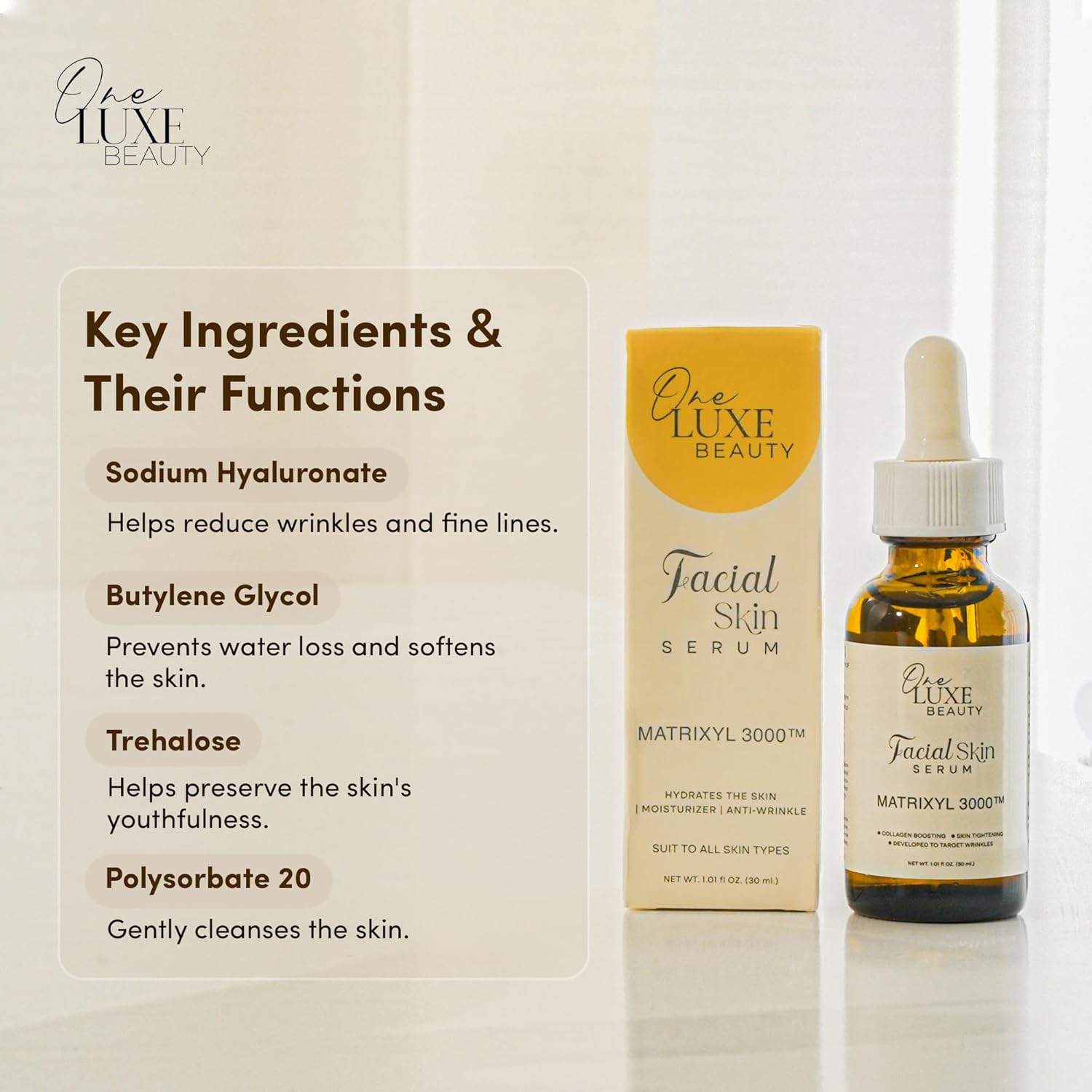 Luxe and Lavish Beauty Matrixyl 3000 Serum: Moisturizing Anti-Aging Solution for Dry Skin, Hyaluronic Acid Boost, Anti-Wrinkle Care - Personalized Hydration Support for All Skin Types - Image 2