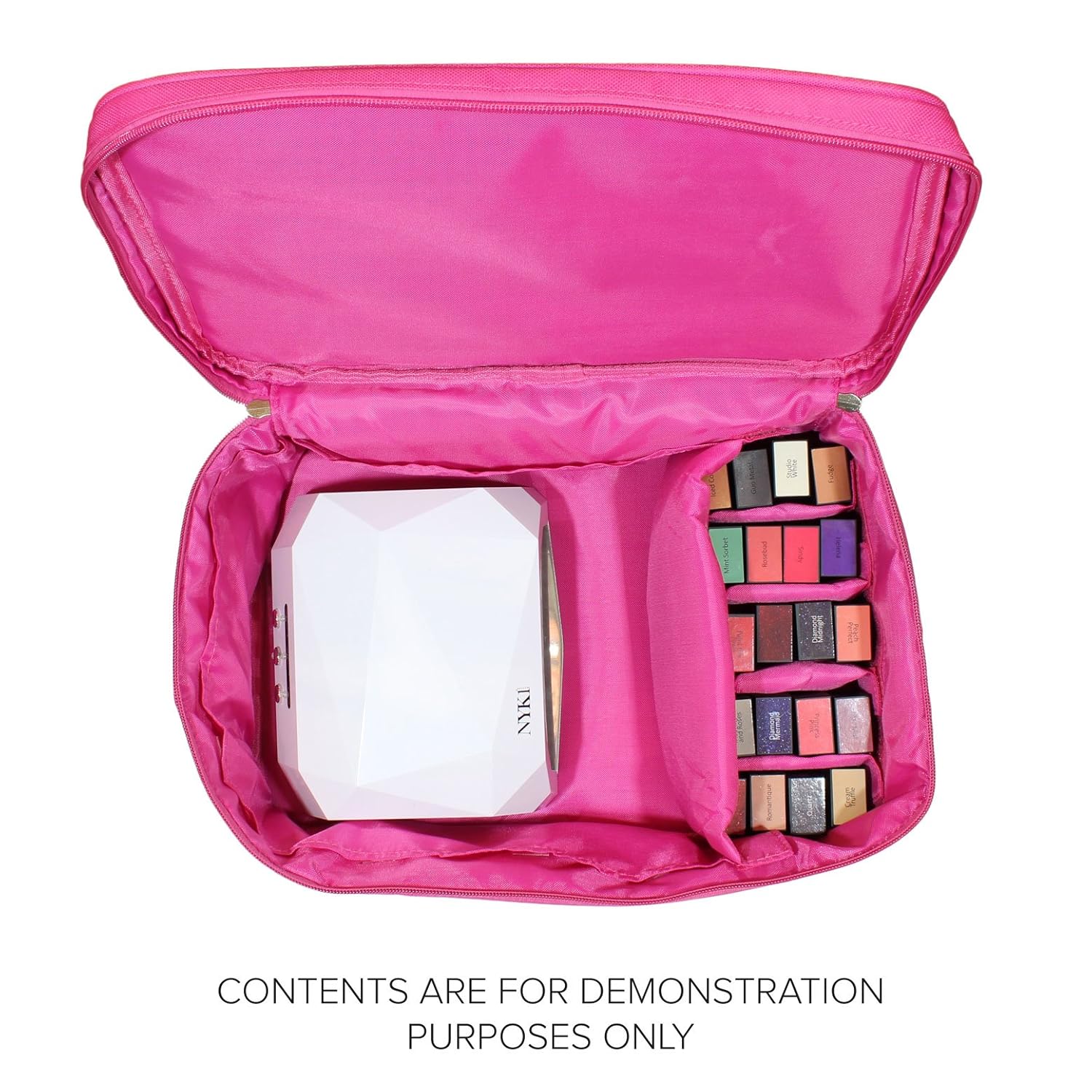 Make Up Beauty Cosmetic Bag - Large Travel Wash Case Bags for Women Girls Storage of Makeup Cosmetics, Toiletry Pouch for Brushes Toiletries Kids Brush Kit Nail Art Lamp Set, Splash Waterproof (PINK) - Image 4
