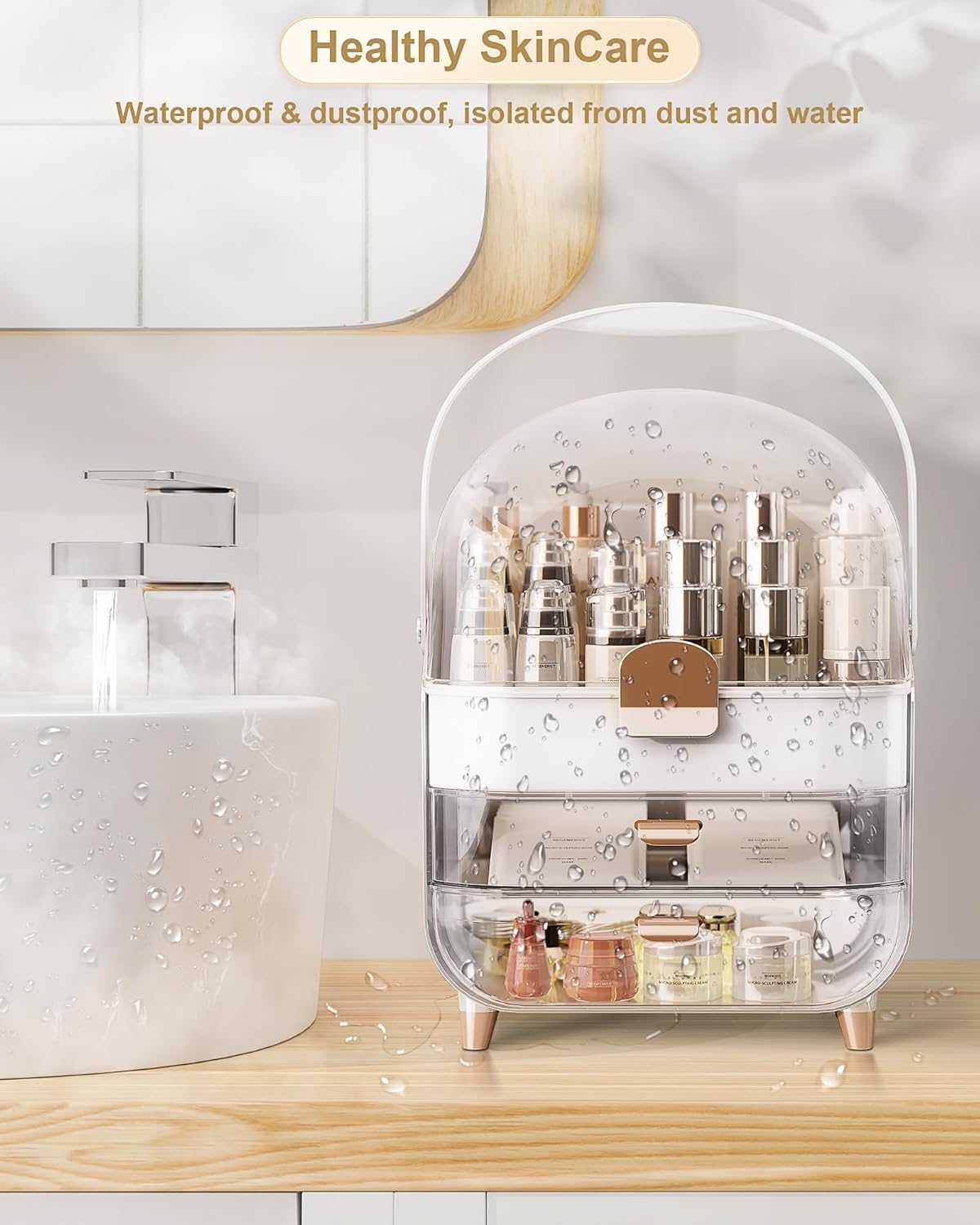 Makeup and Skincare Organizer with Lipstick Holder for Vanity and Bathroom - Image 7