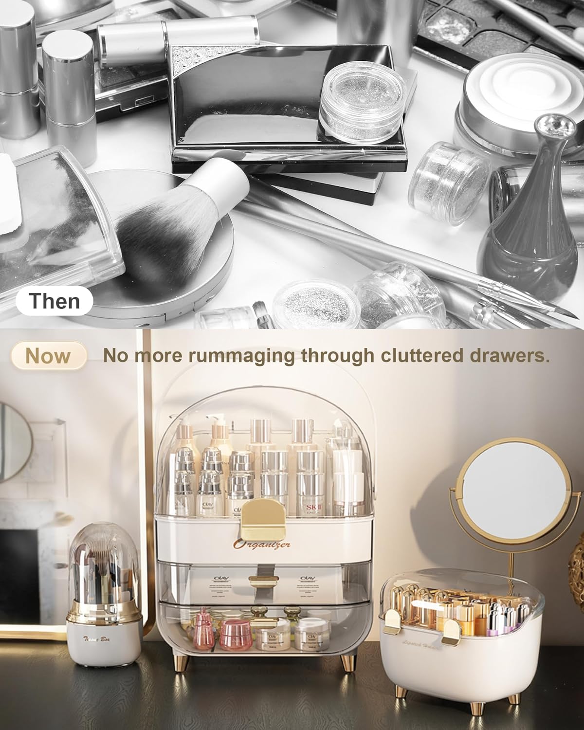 Makeup and Skincare Organizer with Lipstick Holder for Vanity and Bathroom - Image 4