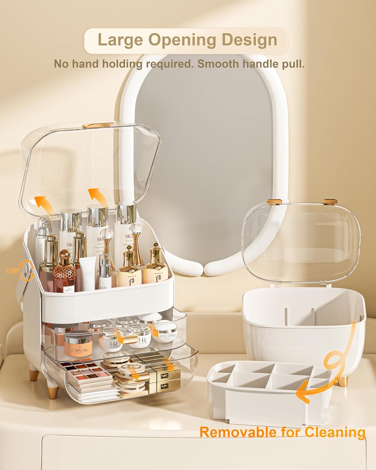Makeup and Skincare Organizer with Lipstick Holder for Vanity and Bathroom - Image 3
