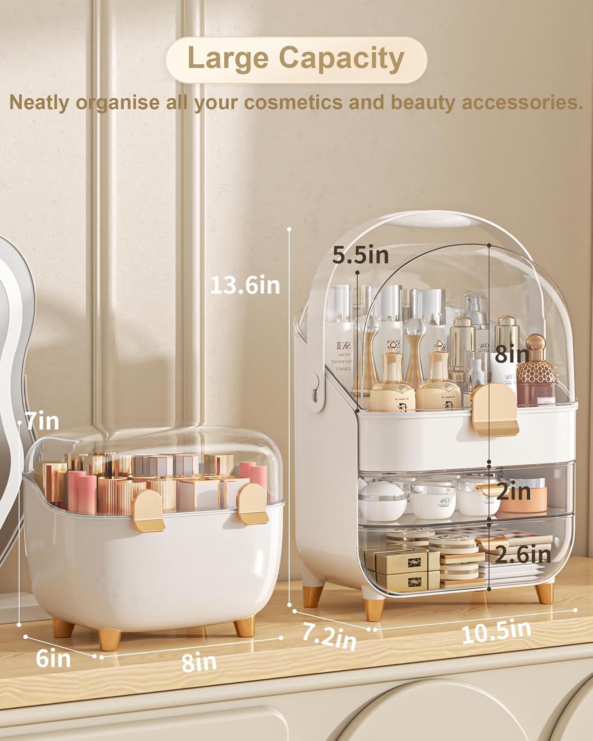 Makeup and Skincare Organizer with Lipstick Holder for Vanity and Bathroom - Image 2