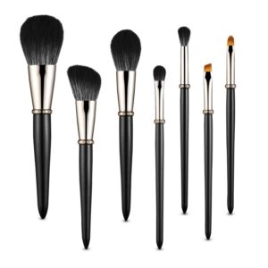 Makeup Brushes, 7Pcs Premium Synthetic Contour Concealers Foundation Powder Eye Shadows Eyebrow Makeup Brushes, Portable Travel Makeup Brush Sets (Black)