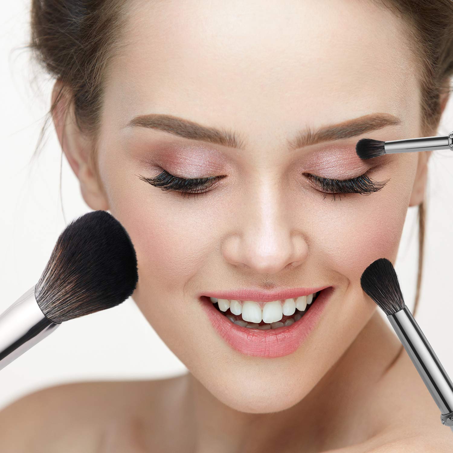 Makeup Brushes, 7Pcs Premium Synthetic Contour Concealers Foundation Powder Eye Shadows Eyebrow Makeup Brushes, Portable Travel Makeup Brush Sets (White) - Image 6