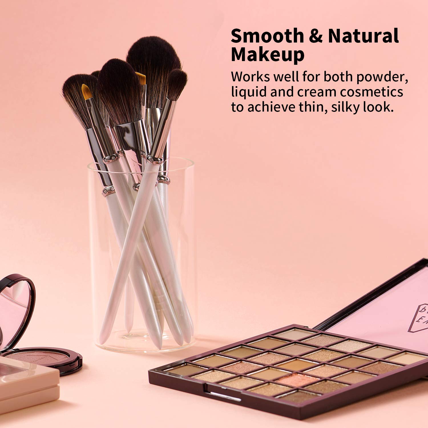 Makeup Brushes, 7Pcs Premium Synthetic Contour Concealers Foundation Powder Eye Shadows Eyebrow Makeup Brushes, Portable Travel Makeup Brush Sets (White) - Image 3