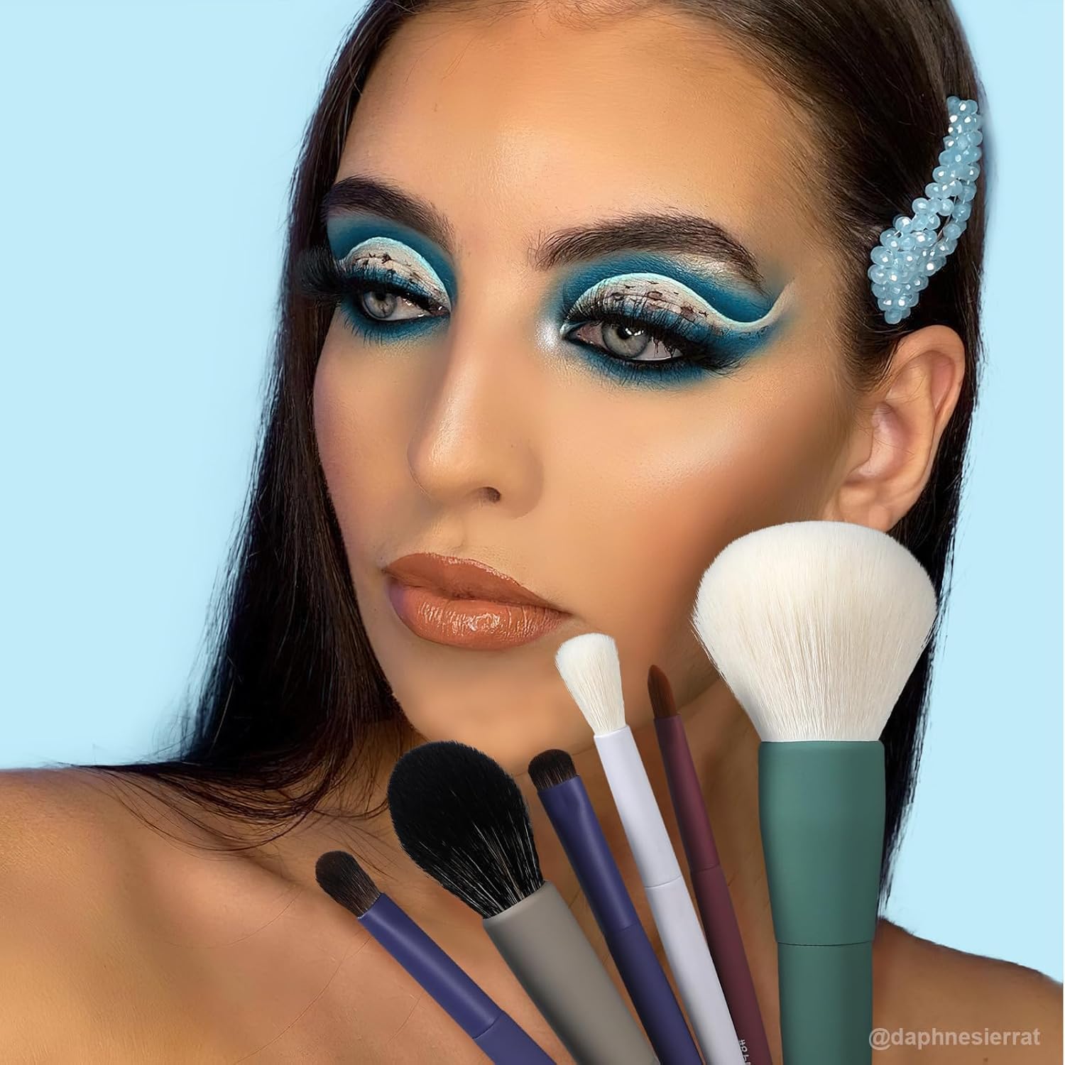 Makeup Brushes, EIGSHOW 5 Color Essential Kabuki Makeup Brush Set with Ultra-soft Synthetic Fibers for Powder Blush Concealers Contouring Highlighting Birthday Gift Set Travel Makeup Brush(Cool Color) - Image 6