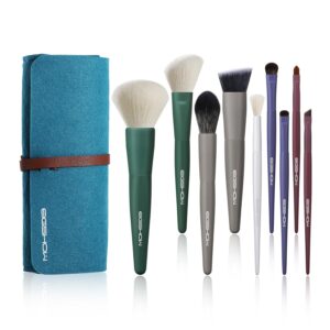 Makeup Brushes, EIGSHOW 5 Color Essential Kabuki Makeup Brush Set with Ultra-soft Synthetic Fibers for Powder Blush Concealers Contouring Highlighting Birthday Gift Set Travel Makeup Brush(Cool Color)