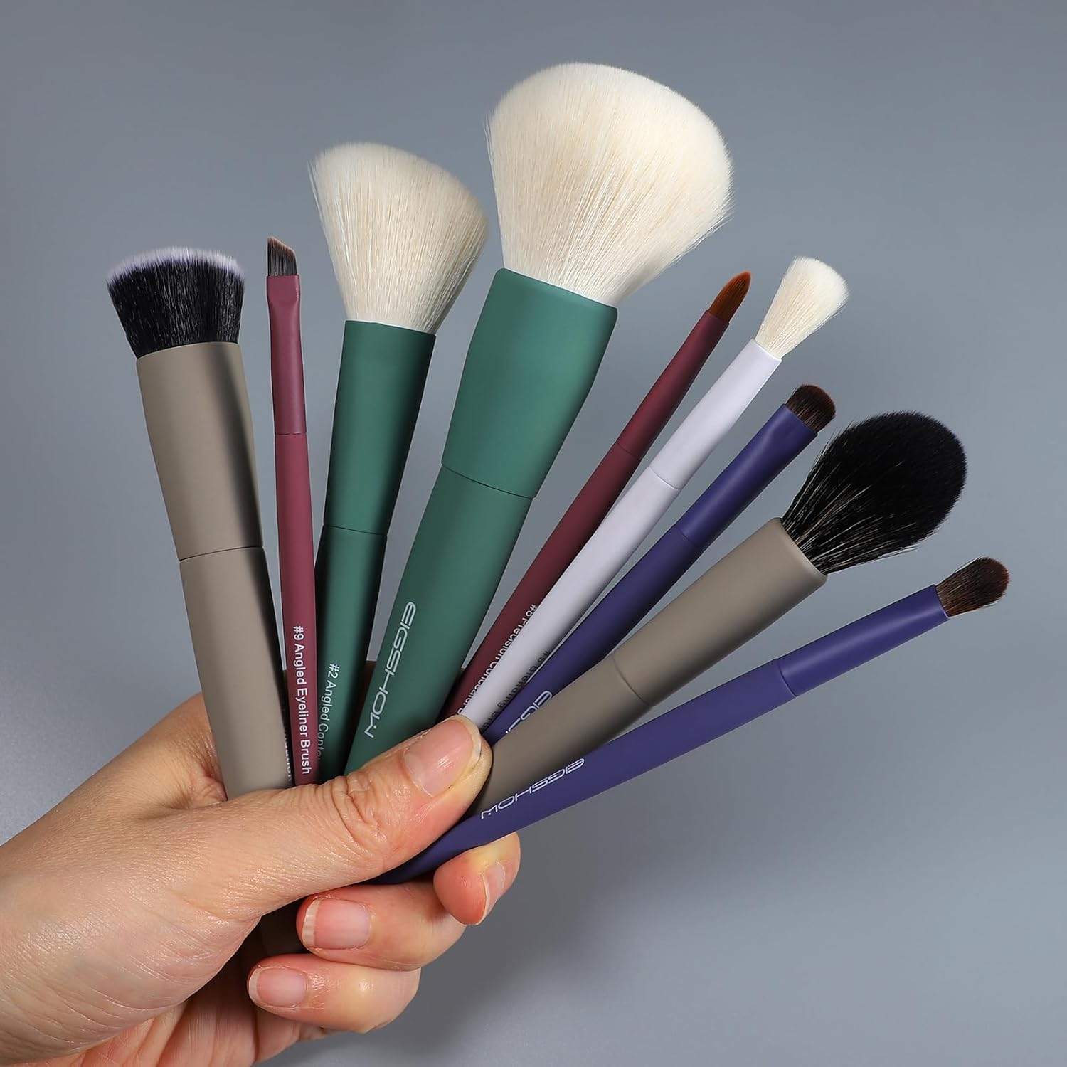 Makeup Brushes, EIGSHOW 5 Color Essential Kabuki Makeup Brush Set with Ultra-soft Synthetic Fibers for Powder Blush Concealers Contouring Highlighting Birthday Gift Set Travel Makeup Brush(Cool Color) - Image 9
