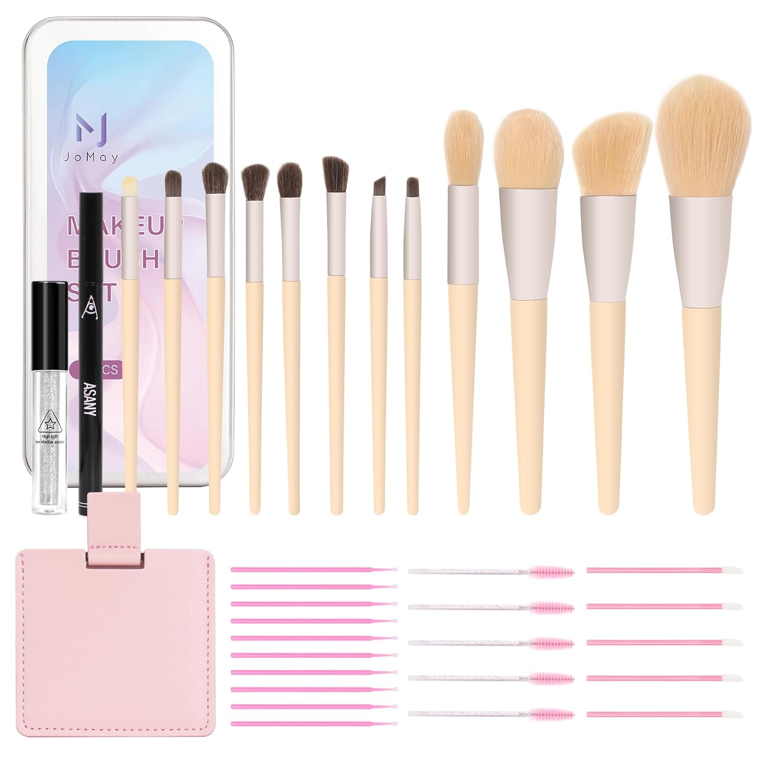Makeup Brushes Set 12PCS Morandi Makeup Brushes with Portable Mirror and Professional Face Powder Foundation Eye Shadow Concealers Brush Kit Total 32 PCS Gift Box
