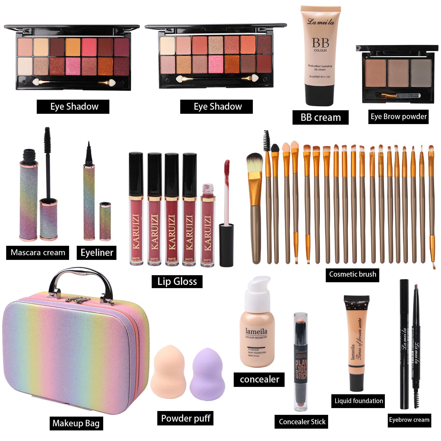 Complete Makeup Kit for Her with Vibrant Cosmetic Pouch Set - Image 2