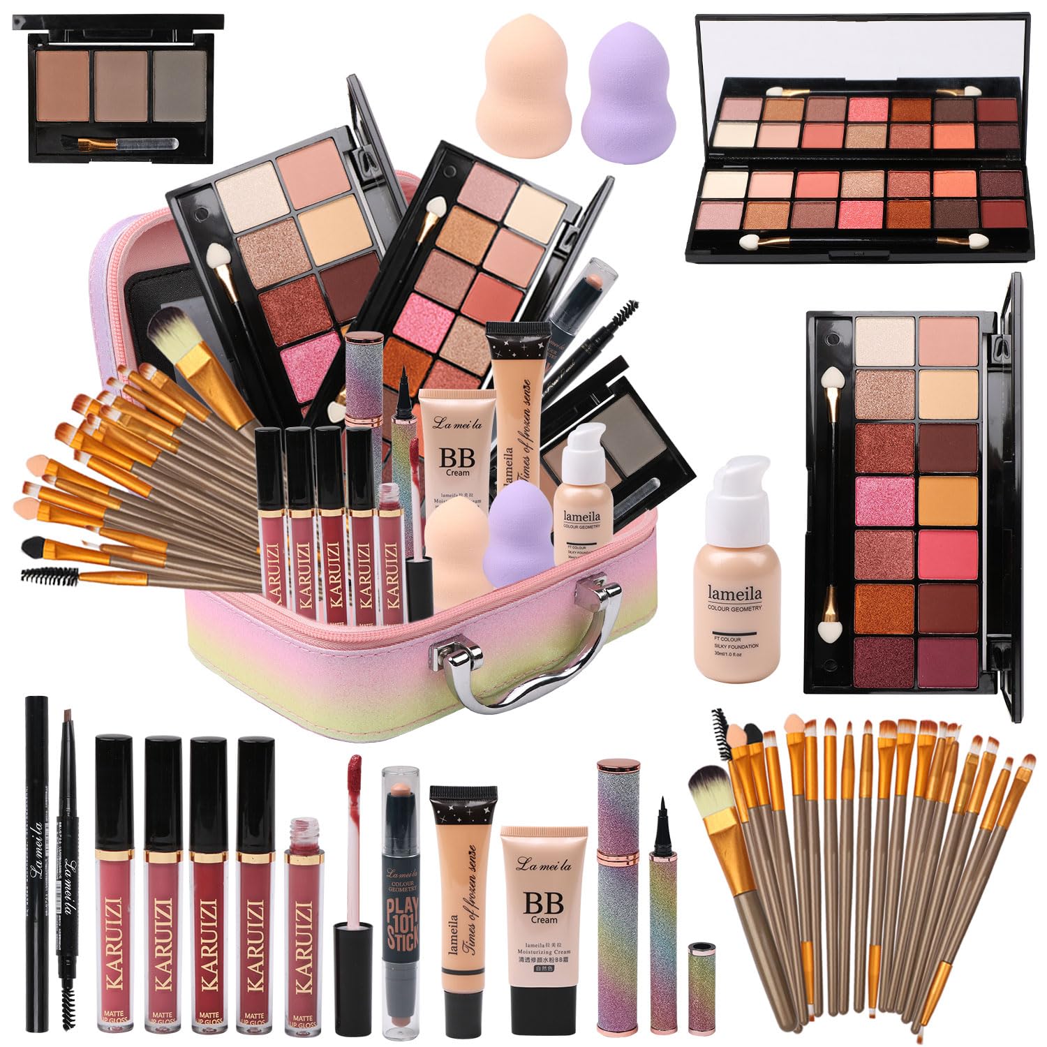 Complete Makeup Kit for Her with Vibrant Cosmetic Pouch Set