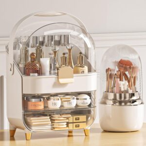 Makeup Organizer & Skincare Holder with Brush Holder for Vanity & Dresser