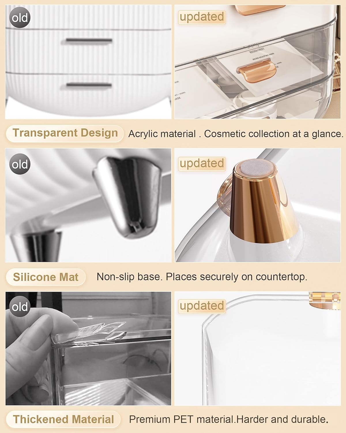 Makeup Organizer with Drawers - Skincare Holder for Vanity and Bathroom Countertop - Image 4