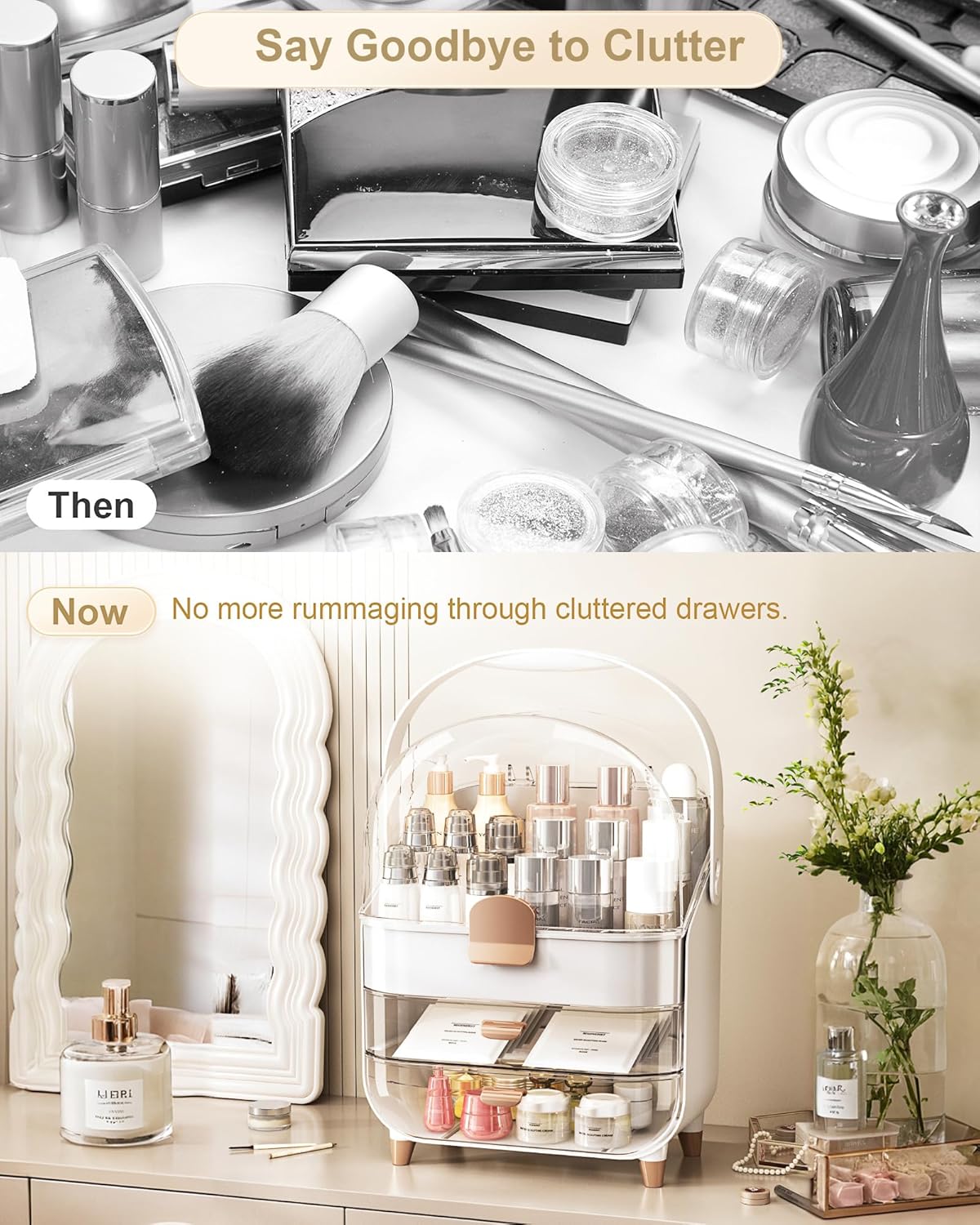 Makeup Organizer with Drawers - Skincare Holder for Vanity and Bathroom Countertop - Image 3