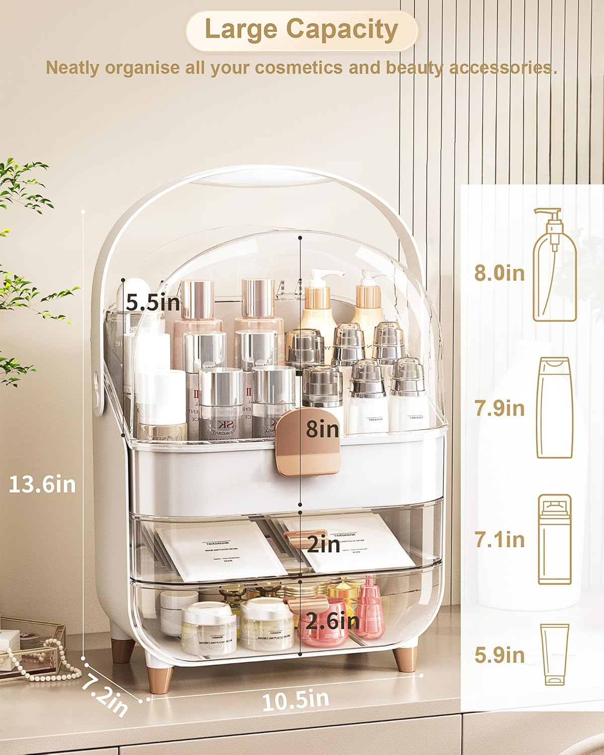 Makeup Organizer with Drawers - Skincare Holder for Vanity and Bathroom Countertop - Image 2