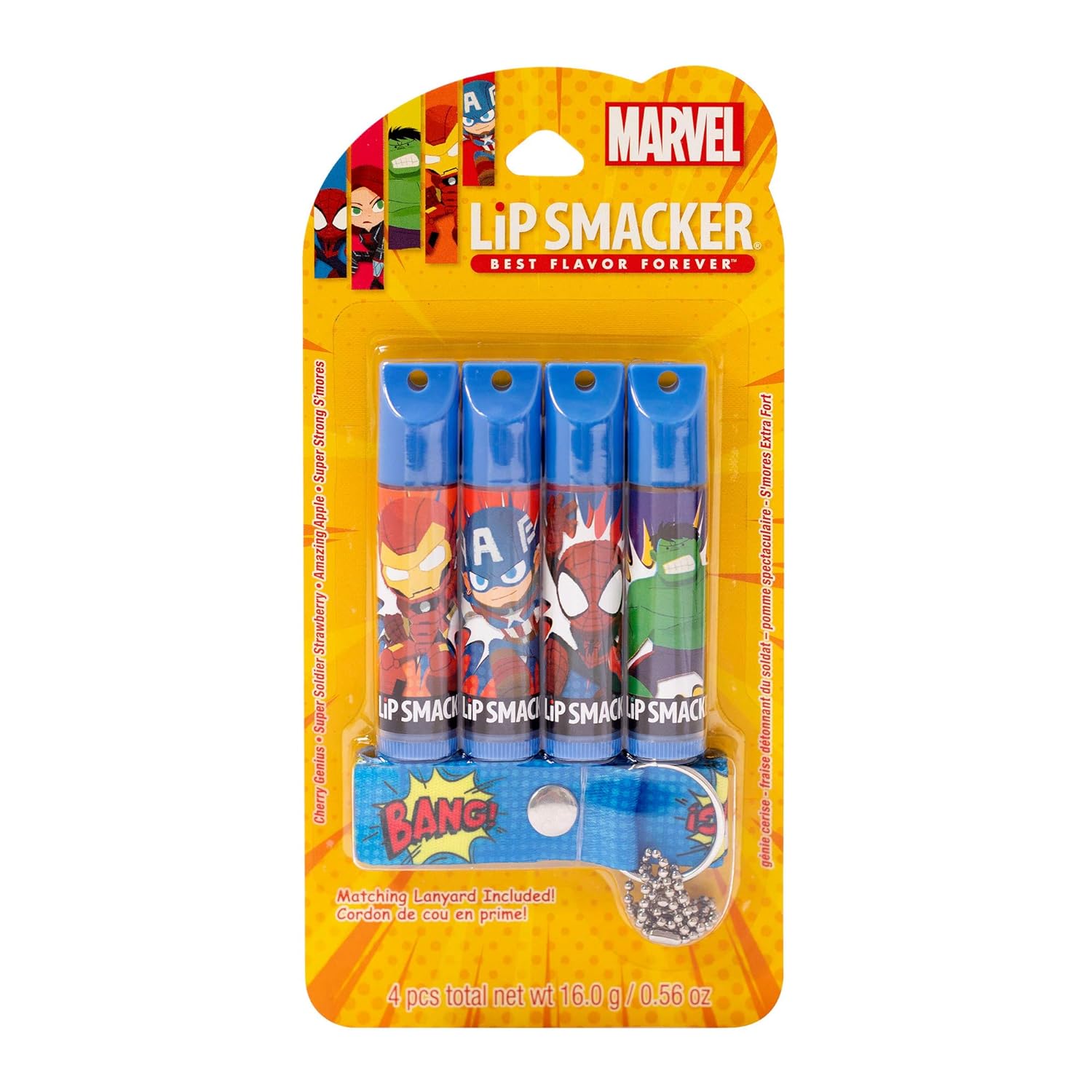 Marvel Lip Smacker 4-Pack Kids Lip Balm Set: Iron Man, Captain America, Spider-Man, Hulk - Image 2