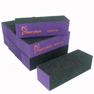 Maryton 10 PCS Nail Buffer Block 60/100 Grit for Acrylic Manicure (Black Purple)