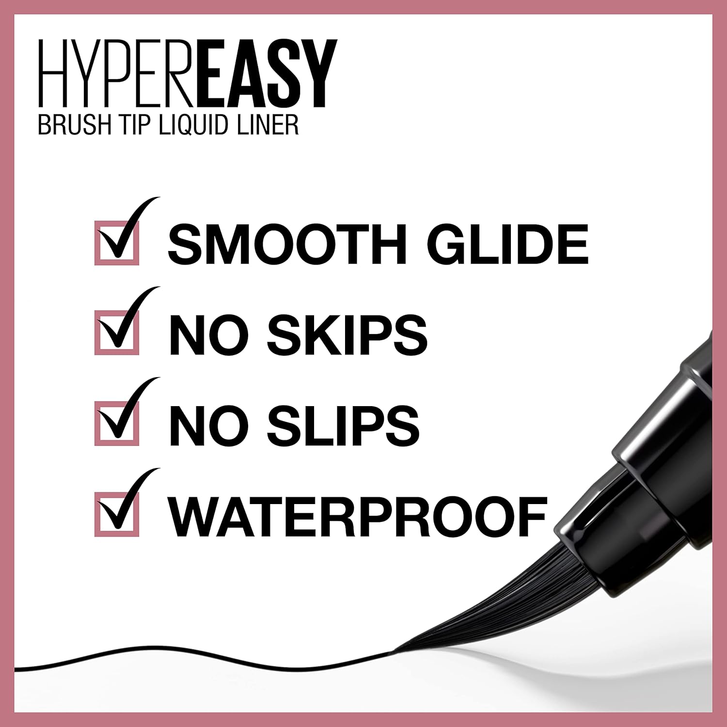 Maybelline Hyper Easy Waterproof Liquid Eyeliner Pen, Satin Finish, Pitch Black, 0.018 Oz - Image 2