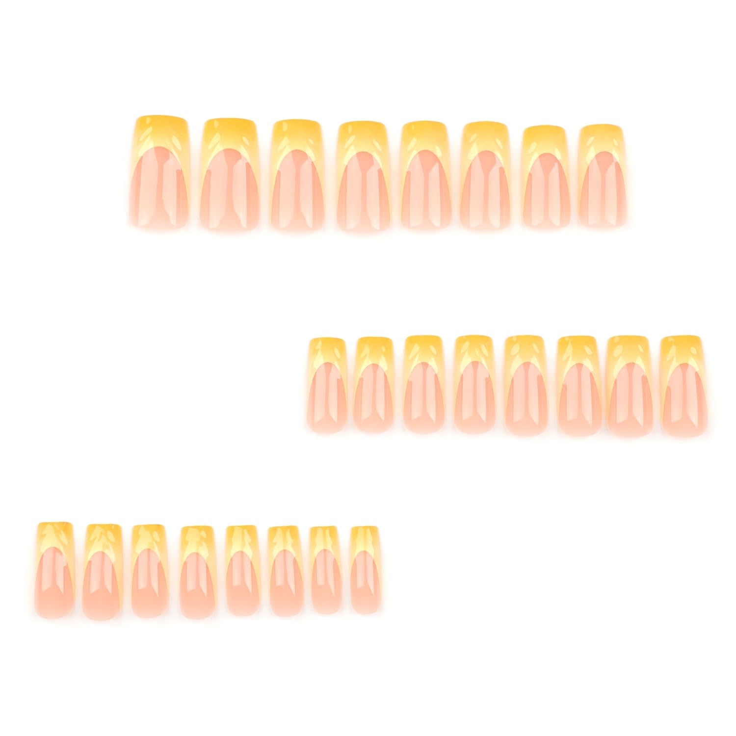 MERVF 24pcs Ombre Yellow 3D French Tip Square Press-On Nails - Image 3